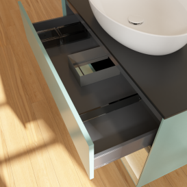 Тумба под раковину Villeroy & Boch Finion 100х50,1 см с подсветкой МДФ оливковый матовый лак/стекло черное матовое GA22PCGM