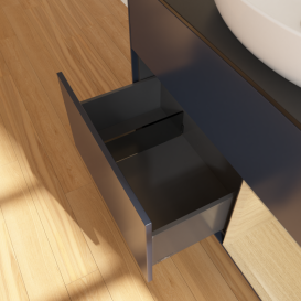 Тумба под раковину Villeroy & Boch Finion 100х50,1 см с подсветкой МДФ темно-синий матовый лак/стекло черное матовое GA22PCHG