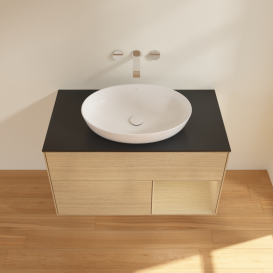 Тумба под раковину Villeroy & Boch Finion 100х50,1 см с подсветкой МДФ шпон дуба/стекло черное матовое GA22PCPC