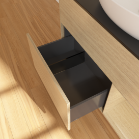 Тумба под раковину Villeroy & Boch Finion 100х50,1 см с подсветкой МДФ шпон дуба/стекло черное матовое GA22PCPC