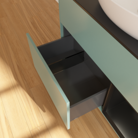 Тумба под раковину Villeroy & Boch Finion 100х50,1 см с подсветкой МДФ оливковый матовый лак/стекло черное матовое GA22PDGM