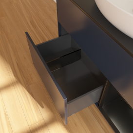 Тумба под раковину Villeroy & Boch Finion 100х50,1 см с подсветкой МДФ темно-синий матовый лак/стекло черное матовое GA22PDHG