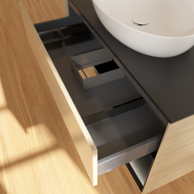 Тумба под раковину Villeroy & Boch Finion 100х50,1 см с подсветкой МДФ шпон дуба/стекло черное матовое GA22PDPC