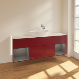 Тумба под раковину Villeroy & Boch Finion 160х50,1 см с подсветкой МДФ пион матовый лак/стекло белое матовое G981GKHB