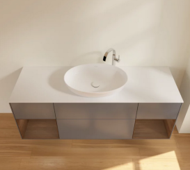 Тумба под раковину Villeroy & Boch Finion 160х50,1 см с подсветкой МДФ антрацит матовый лак/стекло белое матовое G981GNGK