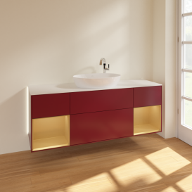 Тумба под раковину Villeroy & Boch Finion 160х50,1 см с подсветкой МДФ пион матовый лак/стекло белое матовое G981HFHB