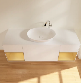 Тумба под раковину Villeroy & Boch Finion 160х50,1 см с подсветкой МДФ белый матовый лак/стекло белое матовое G981HFMT