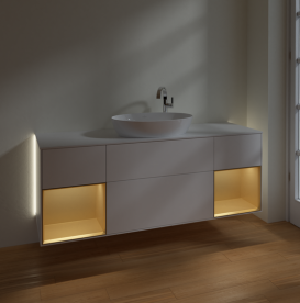 Тумба под раковину Villeroy & Boch Finion 160х50,1 см с подсветкой МДФ белый матовый лак/стекло белое матовое G981HFMT