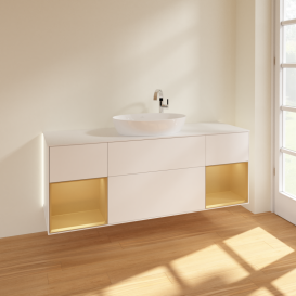 Тумба под раковину Villeroy & Boch Finion 160х50,1 см с подсветкой МДФ белый матовый лак/стекло белое матовое G981HFMT