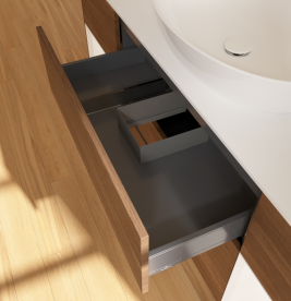 Тумба под раковину Villeroy & Boch Finion 160х50,1 см с подсветкой МДФ шпон грецкого ореха/стекло белое матовое G981MTGN