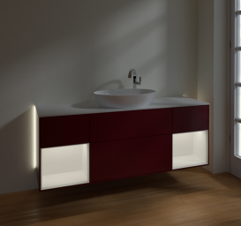 Тумба под раковину Villeroy & Boch Finion 160х50,1 см с подсветкой МДФ пион матовый лак/стекло белое матовое G981MTHB