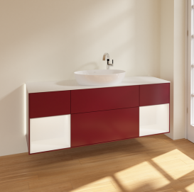 Тумба под раковину Villeroy & Boch Finion 160х50,1 см с подсветкой МДФ пион матовый лак/стекло белое матовое G981MTHB