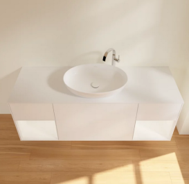 Тумба под раковину Villeroy & Boch Finion 160х50,1 см с подсветкой МДФ белый матовый лак/стекло белое матовое G981MTMT