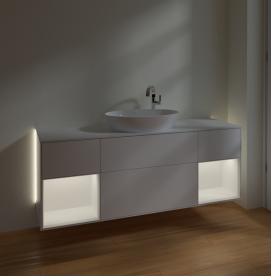 Тумба под раковину Villeroy & Boch Finion 160х50,1 см с подсветкой МДФ белый матовый лак/стекло белое матовое G981MTMT