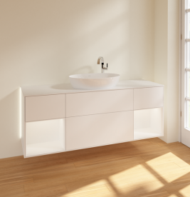 Тумба под раковину Villeroy & Boch Finion 160х50,1 см с подсветкой МДФ белый матовый лак/стекло белое матовое G981MTMT