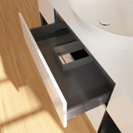 Тумба под раковину Villeroy & Boch Finion 160х50,1 см с подсветкой МДФ глянцевый белый лак/стекло белое матовое G981PDGF