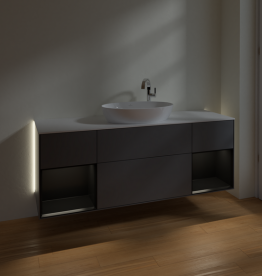 Тумба под раковину Villeroy & Boch Finion 160х50,1 см с подсветкой МДФ антрацит матовый лак/стекло белое матовое G981PDGK