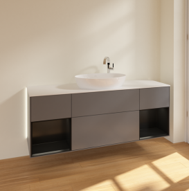 Тумба под раковину Villeroy & Boch Finion 160х50,1 см с подсветкой МДФ антрацит матовый лак/стекло белое матовое G981PDGK