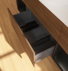 Тумба под раковину Villeroy & Boch Finion 160х50,1 см с подсветкой МДФ шпон грецкого ореха/стекло белое матовое G981PDGN