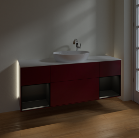 Тумба под раковину Villeroy & Boch Finion 160х50,1 см с подсветкой МДФ пион матовый лак/стекло белое матовое G981PDHB