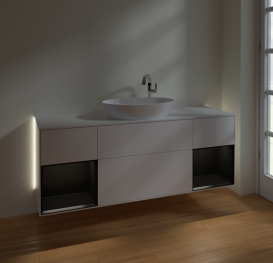 Тумба під раковину Villeroy & Boch Finion 160х50,1 см із підсвічуванням МДФ білий матовий лак/скло біле матове G981PDMT