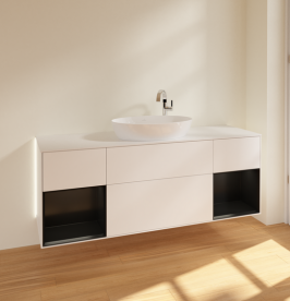 Тумба під раковину Villeroy & Boch Finion 160х50,1 см із підсвічуванням МДФ білий матовий лак/скло біле матове G981PDMT