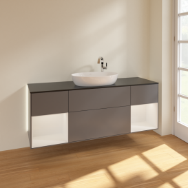 Тумба под раковину Villeroy & Boch Finion 160х50,1 см с подсветкой МДФ антрацит матовый лак/стекло черное матовое G982GFGK