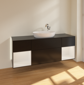 Тумба под раковину Villeroy & Boch Finion 160х50,1 см с подсветкой МДФ черный матовый лак/стекло черное матовое G982GFPD