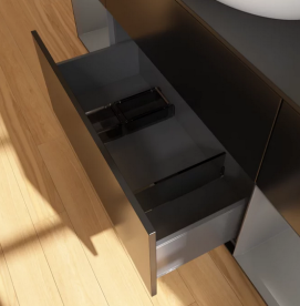 Тумба под раковину Villeroy & Boch Finion 160х50,1 см с подсветкой МДФ черный матовый лак/стекло черное матовое G982GKPD