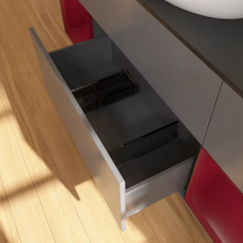 Тумба под раковину Villeroy & Boch Finion 160х50,1 см с подсветкой МДФ антрацит матовый лак/стекло черное матовое G982HBGK