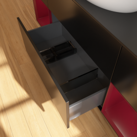 Тумба под раковину Villeroy & Boch Finion 160х50,1 см с подсветкой МДФ черный матовый лак/стекло черное матовое G982HBPD