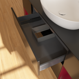 Тумба под раковину Villeroy & Boch Finion 160х50,1 см с подсветкой МДФ черный матовый лак/стекло черное матовое G982HBPD