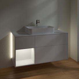 Тумба под раковину Villeroy & Boch Finion 120х50,1 см с подсветкой МДФ глянцевый белый лак/стекло белое матовое G161GKGF