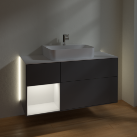 Тумба под раковину Villeroy & Boch Finion 120х50,1 см с подсветкой МДФ антрацит матовый лак/стекло белое матовое G161GKGK
