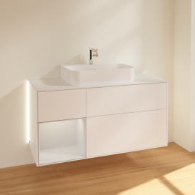 Тумба под раковину Villeroy & Boch Finion 120х50,1 см с подсветкой МДФ белый матовый лак/стекло белое матовое G161MTMT