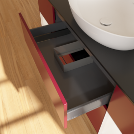 Тумба под раковину Villeroy & Boch Finion 160х50,1 см с подсветкой МДФ пион матовый лак/стекло черное матовое G982MTHB