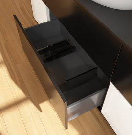 Тумба под раковину Villeroy & Boch Finion 160х50,1 см с подсветкой МДФ черный матовый лак/стекло черное матовое G982MTPD