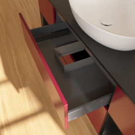 Тумба под раковину Villeroy & Boch Finion 160х50,1 см с подсветкой МДФ пион матовый лак/стекло черное матовое G982PDHB