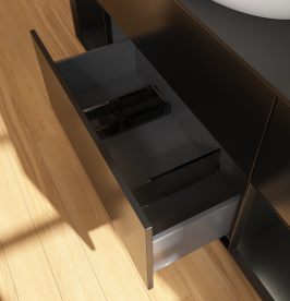 Тумба под раковину Villeroy & Boch Finion 160х50,1 см с подсветкой МДФ черный матовый лак/стекло черное матовое G982PDPD