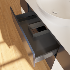 Тумба под раковину Villeroy & Boch Finion 160х50,1 см с подсветкой МДФ темно-синий матовый лак/стекло белое матовое G981GFHG