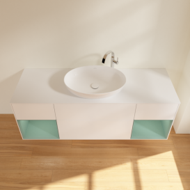 Тумба под раковину Villeroy & Boch Finion 160х50,1 см с подсветкой МДФ белый матовый лак/стекло белое матовое G981GMMT