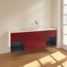 Тумба под раковину Villeroy & Boch Finion 160х50,1 см с подсветкой МДФ пион матовый лак/стекло белое матовое G981HGHB