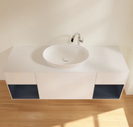 Тумба под раковину Villeroy & Boch Finion 160х50,1 см с подсветкой МДФ белый матовый лак/стекло белое матовое G981HGMT