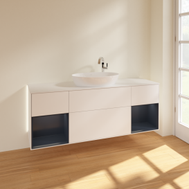 Тумба под раковину Villeroy & Boch Finion 160х50,1 см с подсветкой МДФ белый матовый лак/стекло белое матовое G981HGMT