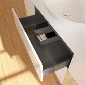 Тумба под раковину Villeroy & Boch Finion 160х50,1 см с подсветкой МДФ глянцевый белый лак/стекло белое матовое G981PCGF