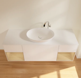 Тумба под раковину Villeroy & Boch Finion 160х50,1 см с подсветкой МДФ белый матовый лак/стекло белое матовое G981PCMT