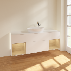 Тумба под раковину Villeroy & Boch Finion 160х50,1 см с подсветкой МДФ белый матовый лак/стекло белое матовое G981PCMT