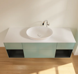 Тумба под раковину Villeroy & Boch Finion 160х50,1 см с подсветкой МДФ оливковый матовый лак/стекло белое матовое G981PDGM