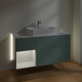 Тумба под раковину Villeroy & Boch Finion 120х50,1 см с подсветкой МДФ оливковый матовый лак/стекло белое матовое G161GFGM