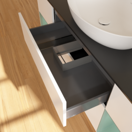 Тумба под раковину Villeroy & Boch Finion 160х50,1 см с подсветкой МДФ белый матовый лак/стекло черное матовое G982GMMT